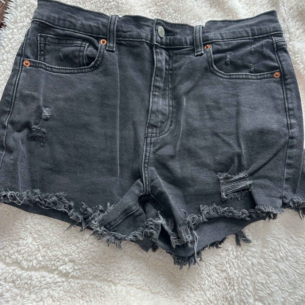 Women's Distressed Gray Denim Shorts